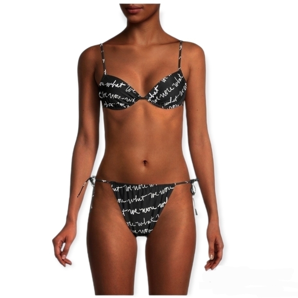 Weworewhat bikini 2 piece set ruched string bottom ruched underwire top … - Picture 2 of 9